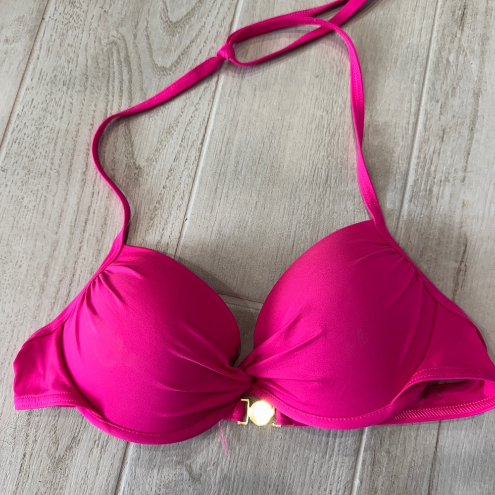 Victoria’s Secret Hot Pink Bikini Top Only, Push Up, 34B